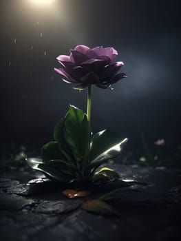 Rose in the moonlight. AI generated