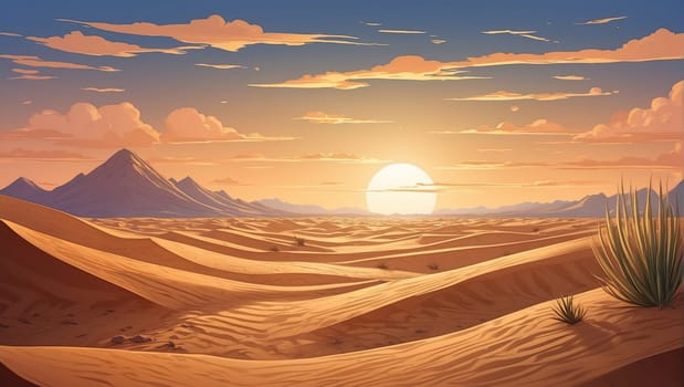 Sunrise in the desert. AI generated