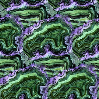 Seamless watercolor pattern with imitation of the biostructure of the Malachite stone for textile surface design