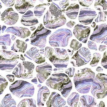 Modern seamless pattern with the texture of the layered Onyx mineral stone in watercolor imitation for textiles and surfaces design