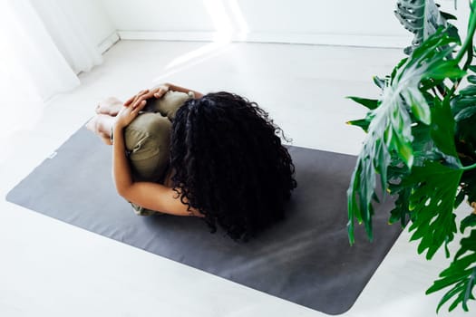 Female engaged in yoga fitness asana body flexibility