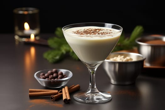 Velvet Eggnog Delight Cinnamon Dessert Martini Infused with Nutmeg for Holiday Toast