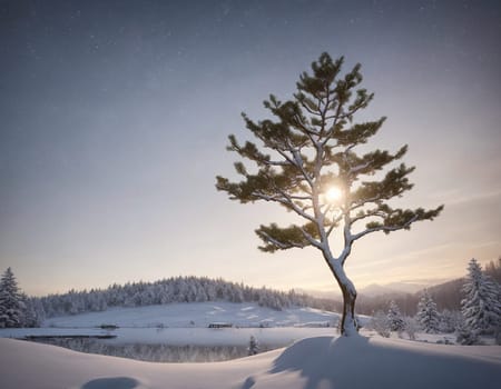 Beautiful winter landscape. High quality photo