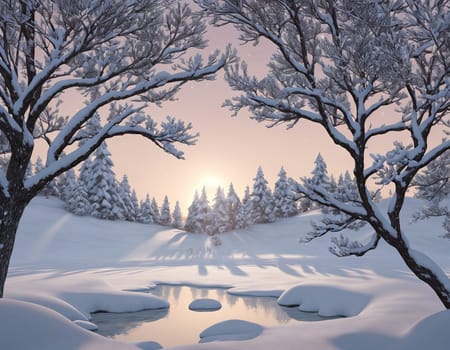 Beautiful winter landscape. High quality photo