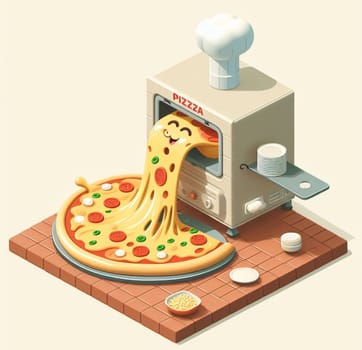 lay flat melted mozzarella cheese tomato and basil pizza ready to eat illustration ai generated