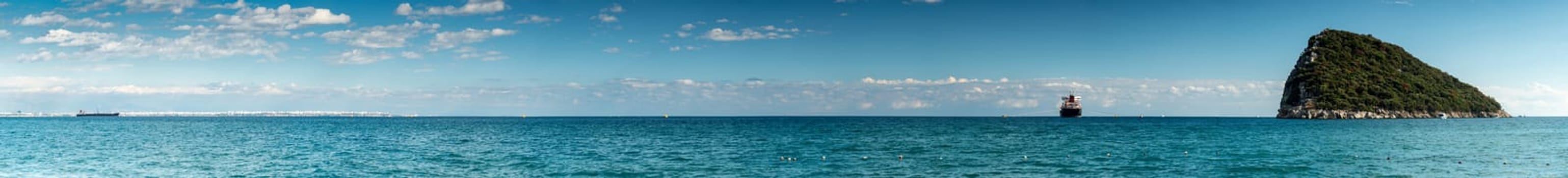 Aerial panoramic view of Antalya Turkey on a partly cloudy sunrise