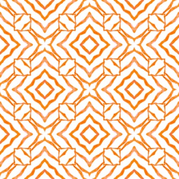 Watercolor medallion seamless border. Orange breathtaking boho chic summer design. Textile ready pretty print, swimwear fabric, wallpaper, wrapping. Medallion seamless pattern.