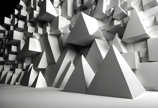 black and white photo of a wall, 3D render of hell background, black background, prisms and pyramids Generate AI