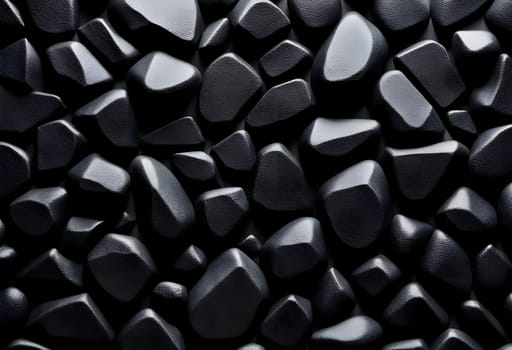 Close-up of black, shiny rock stone wall with black background, post-minimalism, angular, matte background, black background Generate AI
