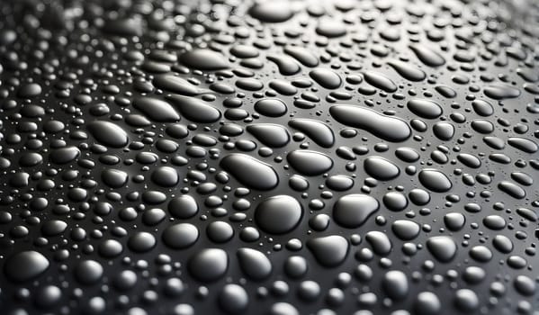 close-up of surface with water drops, ultra-fine close-up made of liquid metal, biomorph, complex patterns Generate AI