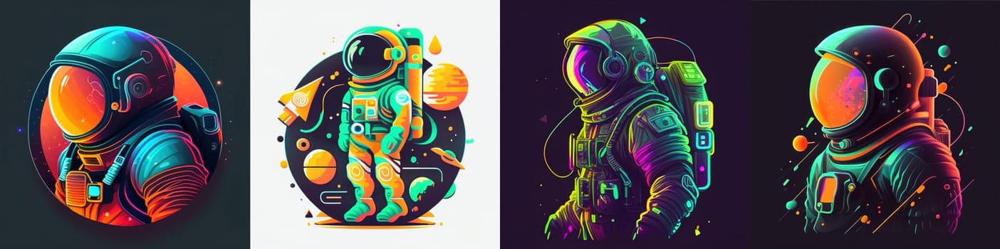 Neon Astronaut Flat Icon, download collection