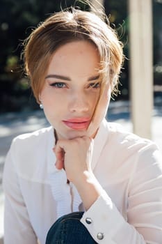 Portrait of a woman on a walk in the park