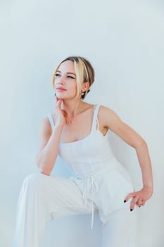 Portrait of a young blonde woman with a smile