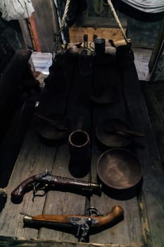 Deck of a vintage wooden ship