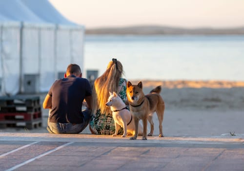 young Couple looking at the sea