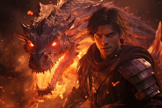 The magical adventure of a cartoon prince with his faithful dragon