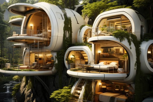 Cozy capsule houses fit perfectly into the surrounding nature.