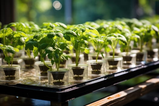 Image of a hydroponic system for growing plants without soil, where nutrient solutions ensure their growth and development.