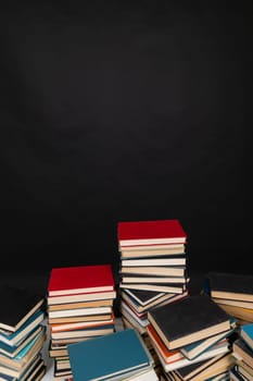 Stacks of books for learning in the library