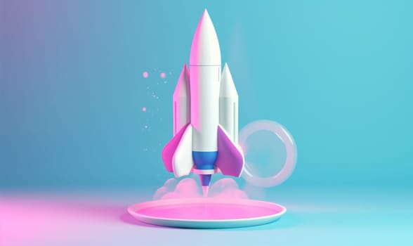 finance business fantasy creative fly idea bitcoin technology rocket growth launch futuristic blue future space digital spaceship startup symbol start. Generative AI.