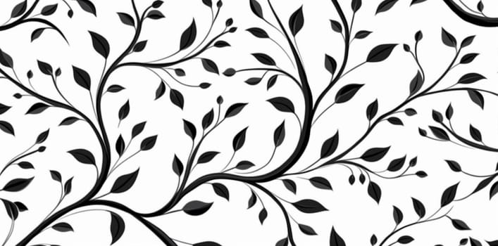 baroque leaf textile decoration floral nature black victorian design wallpaper tile flower seamless pattern silk illustration repeat plant fabric texture. Generative AI.