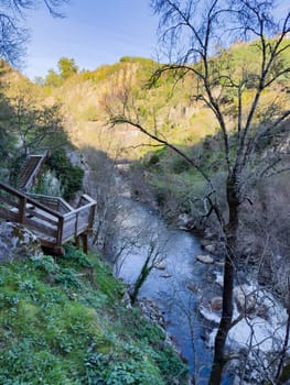 View of the Corgo River valley from the the walkway along the banks of the city of Vila Real.