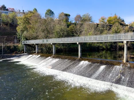 Hiker's point of view along the Corgo river city park in Vila Real, Portugal.