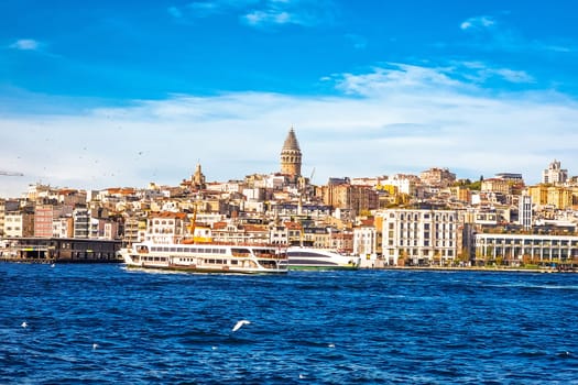 Istanbul Karakoy and Galata tower seafront view, largest city in Turkey