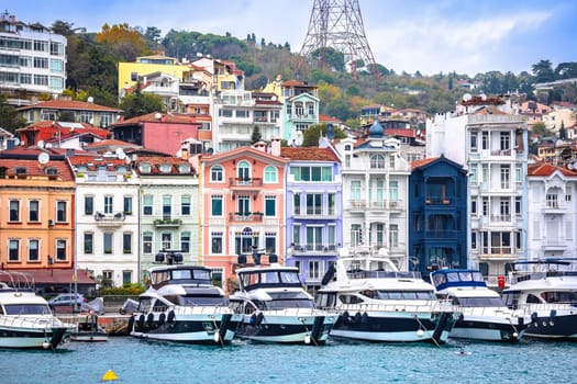 Arnavutkoy Bosphorus waterfront in Istanbul colorful architecture view, scenic largest town of Turkey