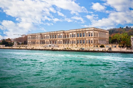 Cıragan Palace and Bosphorus waterfront of Istanbul view, largest city of Turkey