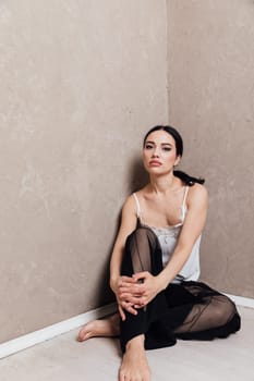 fashionable woman posing in studio