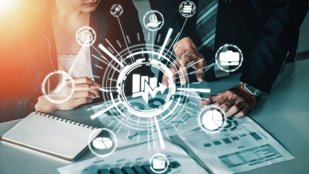 Finance and Money Transaction Technology Concept. Icon Graphic interface showing fintech trade exchange, profit statistics analysis and market analyst service in modern computer application. uds