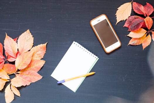 yellow autumn leaves cell phone notebook 3
