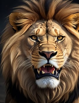 King of the jungle Lion with magnificent look and intimidating and ready to attack human and its food