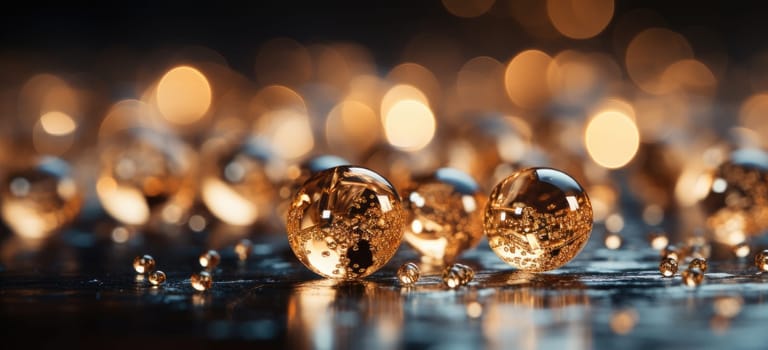 Abstract background of yellow glass beads.