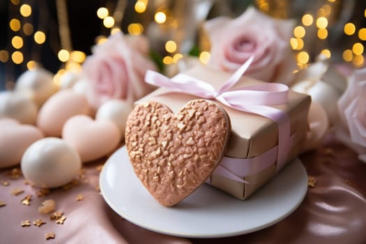 Close-up of a hot pink gift box with a decorative ribbon symbolizing a romantic Valentine's Day surprise. Perfect for decoration and holiday-themed greetings.