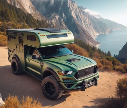 limited edition matte green classic american gt muscle mustang classic car vintage van camper conversion nomadic life weekender