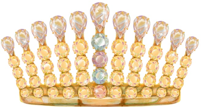 Watercolor Gold Crown with precious stones