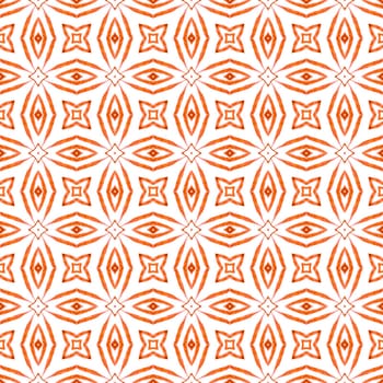 Textile ready powerful print, swimwear fabric, wallpaper, wrapping. Orange precious boho chic summer design. Watercolor medallion seamless border. Medallion seamless pattern.