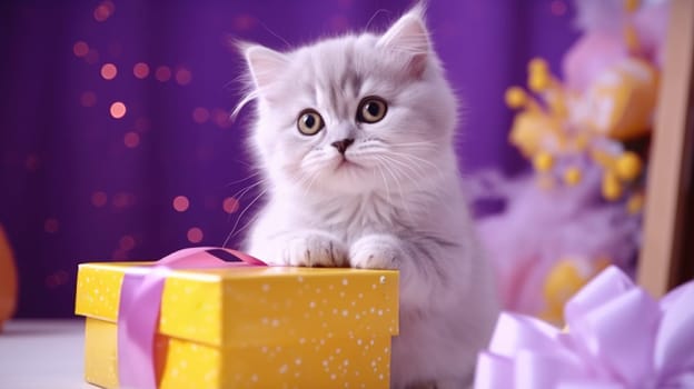 cat kitten with gift box