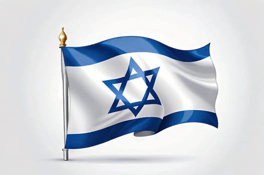 Independence Day Israel. National Israel flag with star David over background. Close up. National flag with place for text.