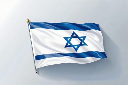 Independence Day Israel. National Israel flag with star David over background. Close up. National flag with place for text.