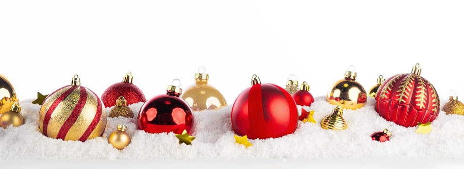 gold and red christmas balls long frame banner