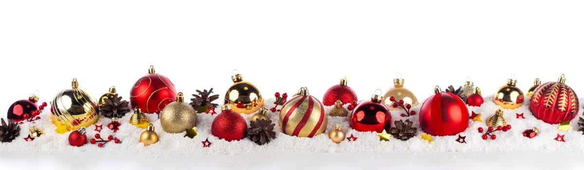 gold and red christmas balls long frame banner