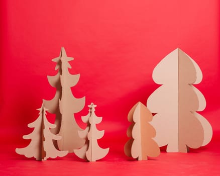 Christmas Tree Made Of Cardboard. Unique Trees. New Year.
