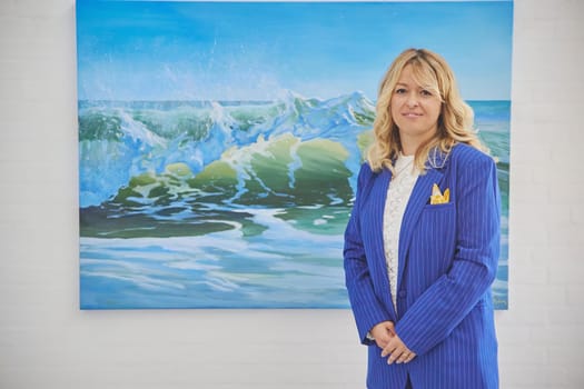 Skagen, Denmark, May 21, 2023: Artist Lia Madsen at the opening of her exhibition