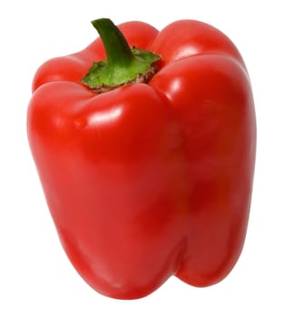 Whole red bell pepper isolated on white background, juicy and healthy vegetable