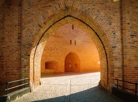 Barbican gate in the historical center of Warsaw
