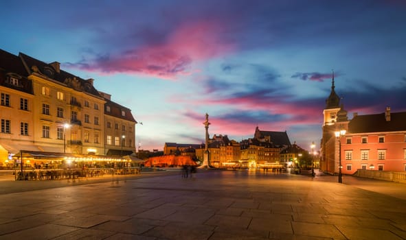 Old town in Warsaw, Poland. The Royal Castle and Sigismund's Column called Kolumna Zygmunta