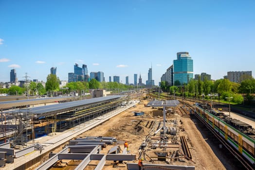 Construction at Warsaw West railway station in Warsaw